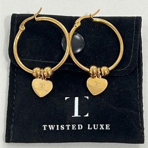 Twisted Luxe gold plated hoop earrings NWOT